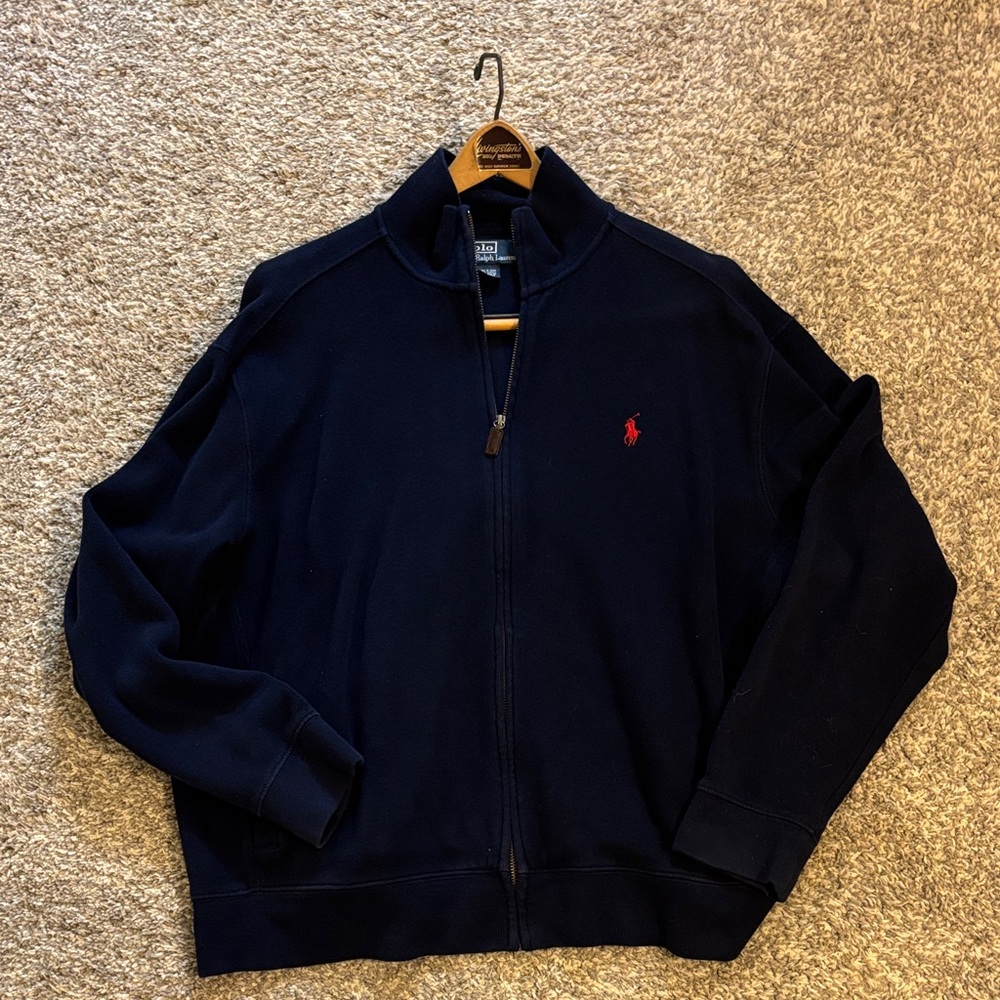 Polo by Ralph Lauren Men's Dark Blue Zip-Up Sweater